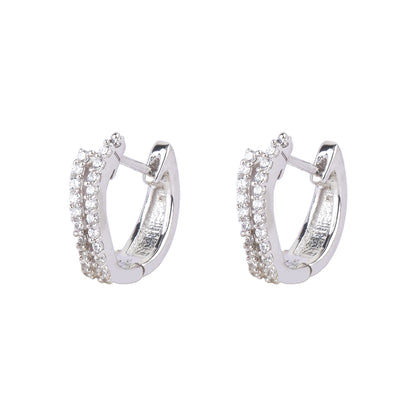 Silver Roza Huggie Earring