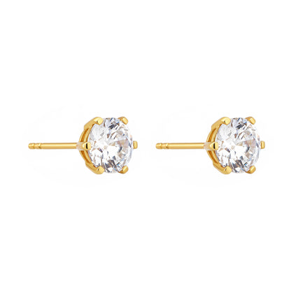 Silver Classic Solitaire Stud Earring