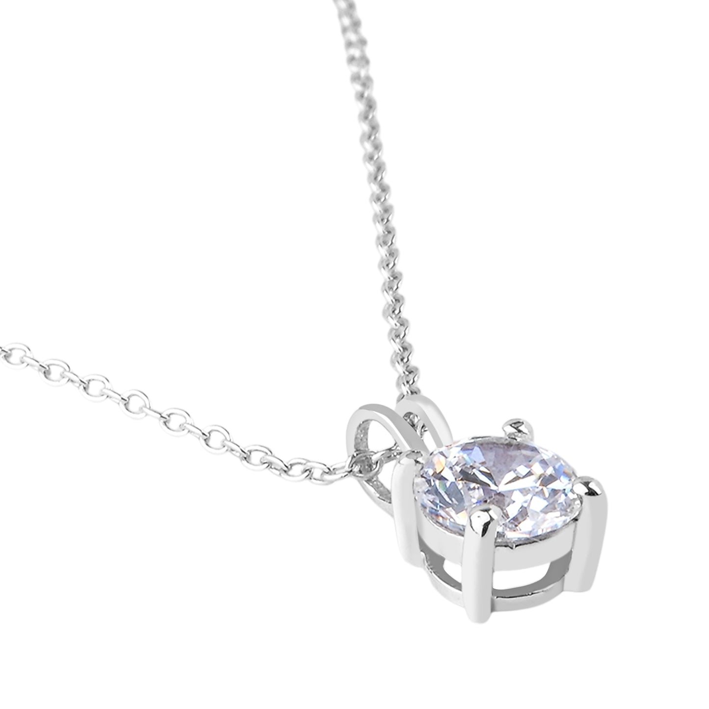 Silver Classic Solitaire Necklace
