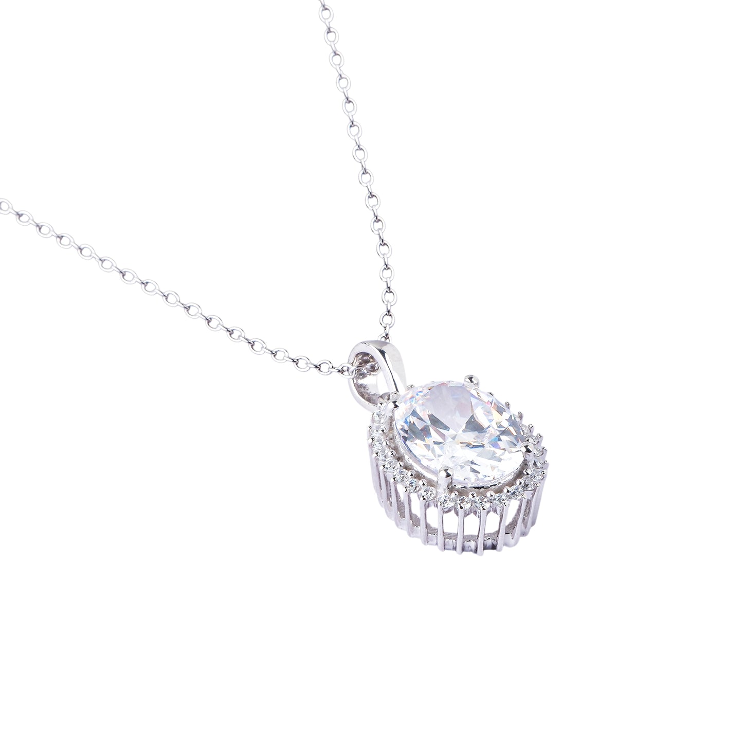 Silver Myra Mirror Solitaire Pendant Necklace
