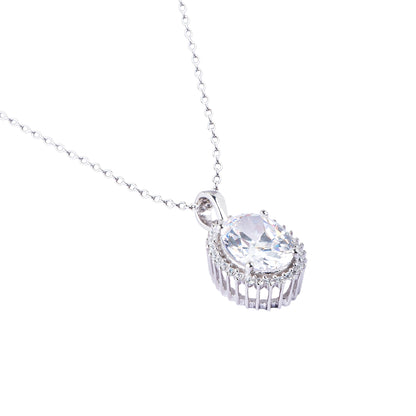 Silver Myra Mirror Solitaire Pendant Necklace