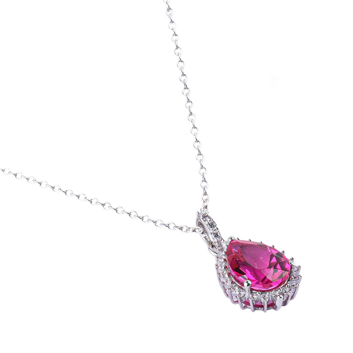 Silver Priya Pear Pendant Necklace