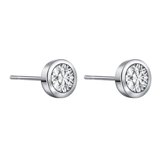 Silver Solitaire Bezel Stud Earring