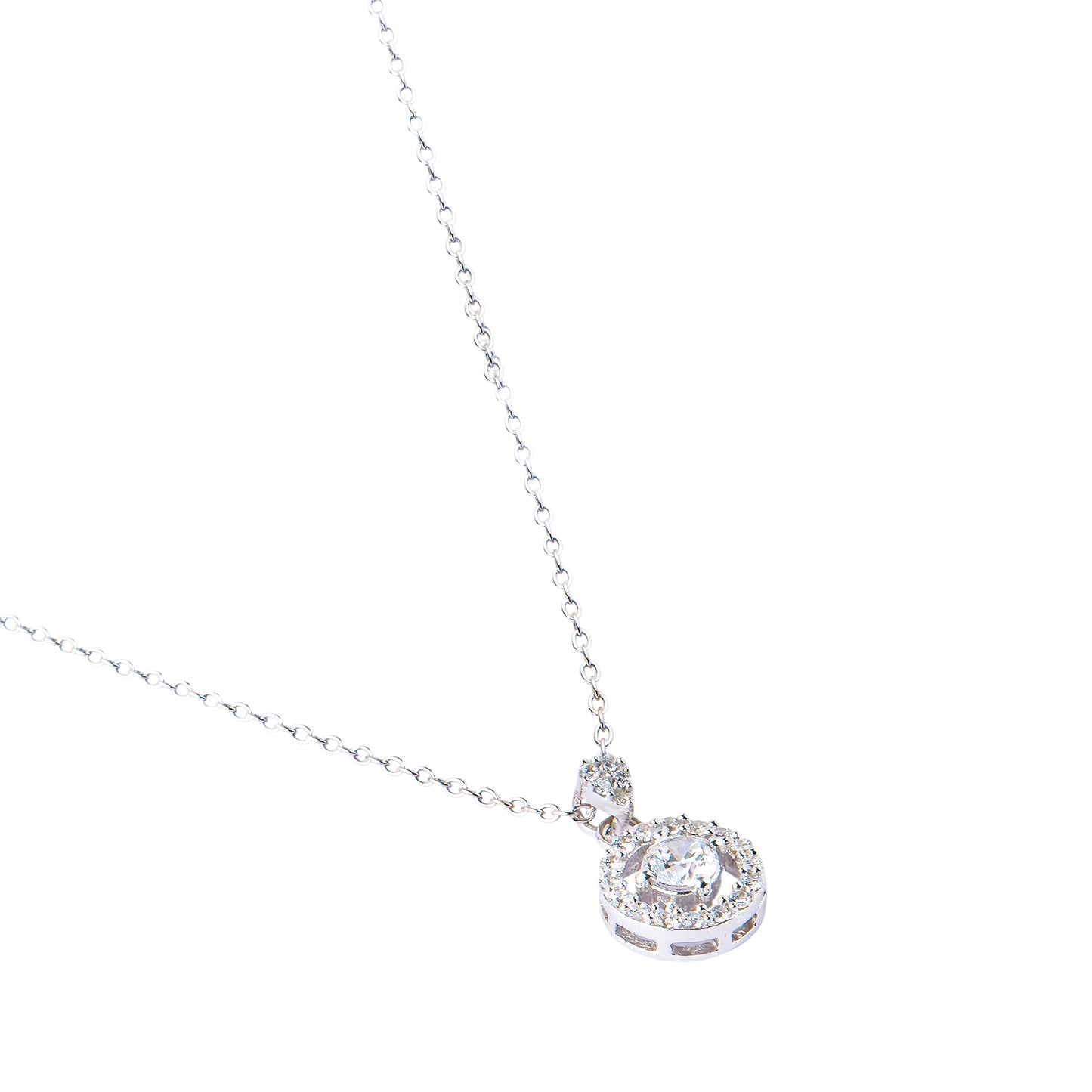 Silver Hanna Halo Solitaire Necklace