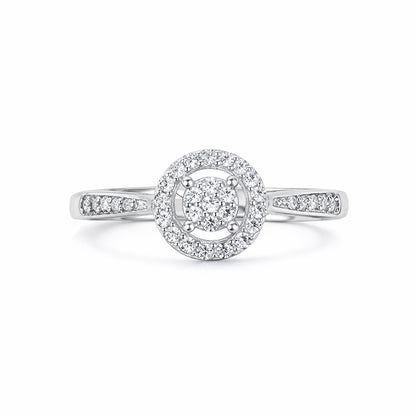 Silver Halo Dazzle Solitaire Ring