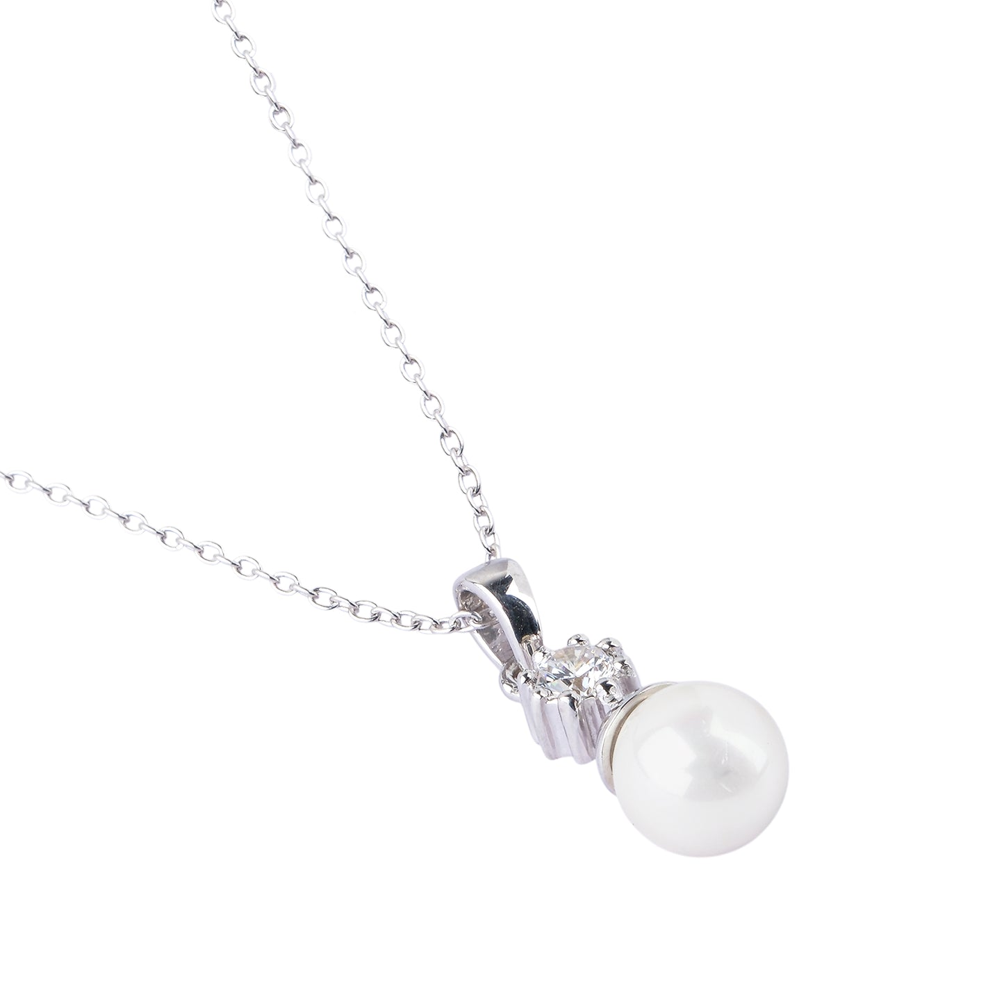 Silver Classic Pearl Pendant Necklace