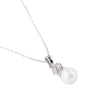 Silver Classic Pearl Pendant Necklace