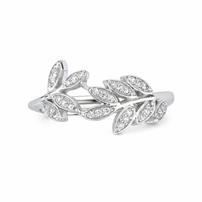Silver Leaf Loop Ring