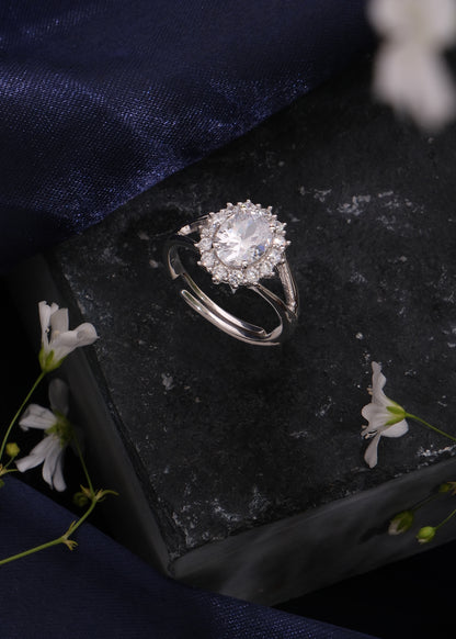 Silver Bloom Solitaire Ring