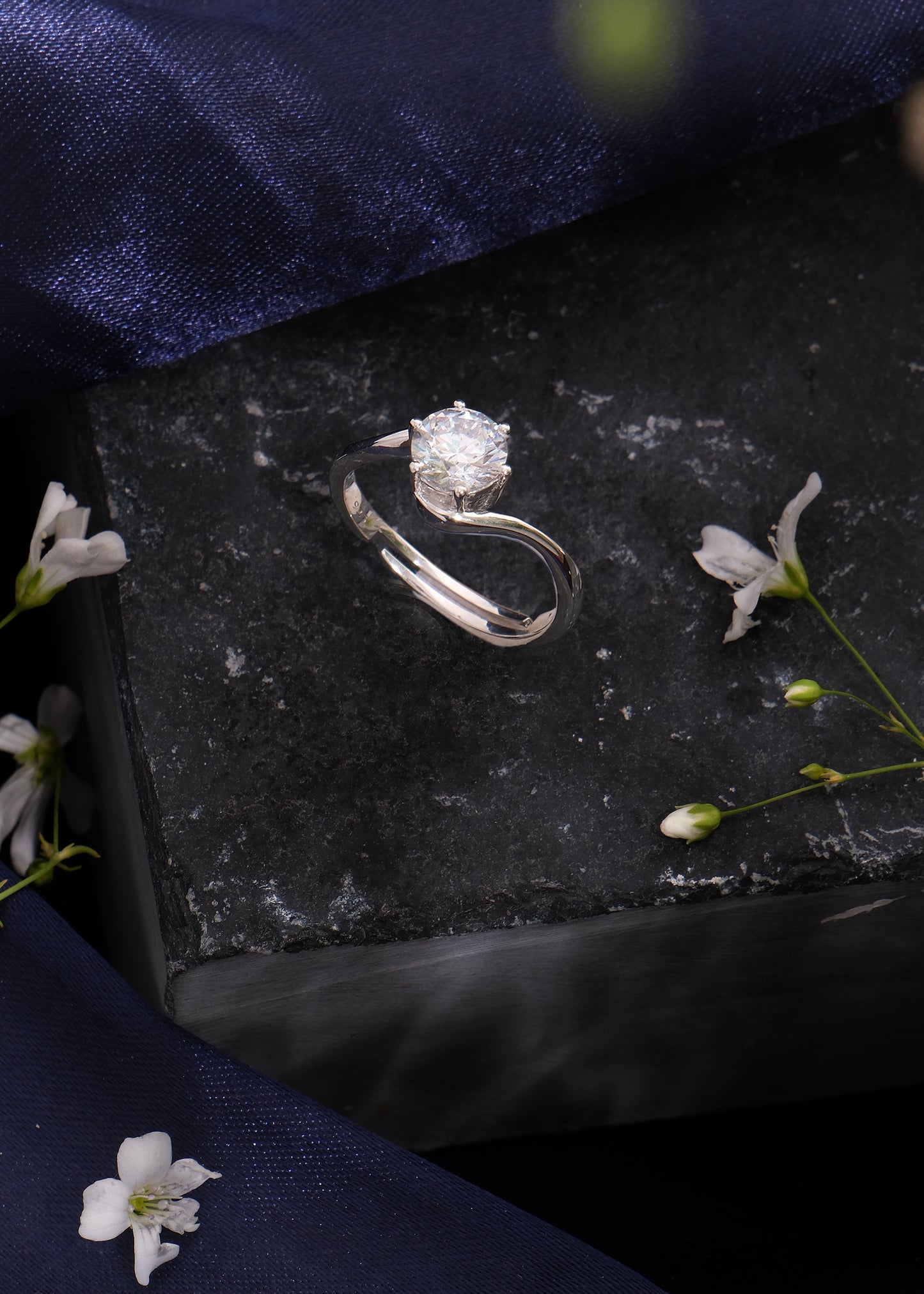 Silver Aerial Solitaire Ring