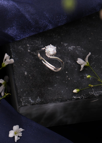 Silver Aerial Solitaire Ring