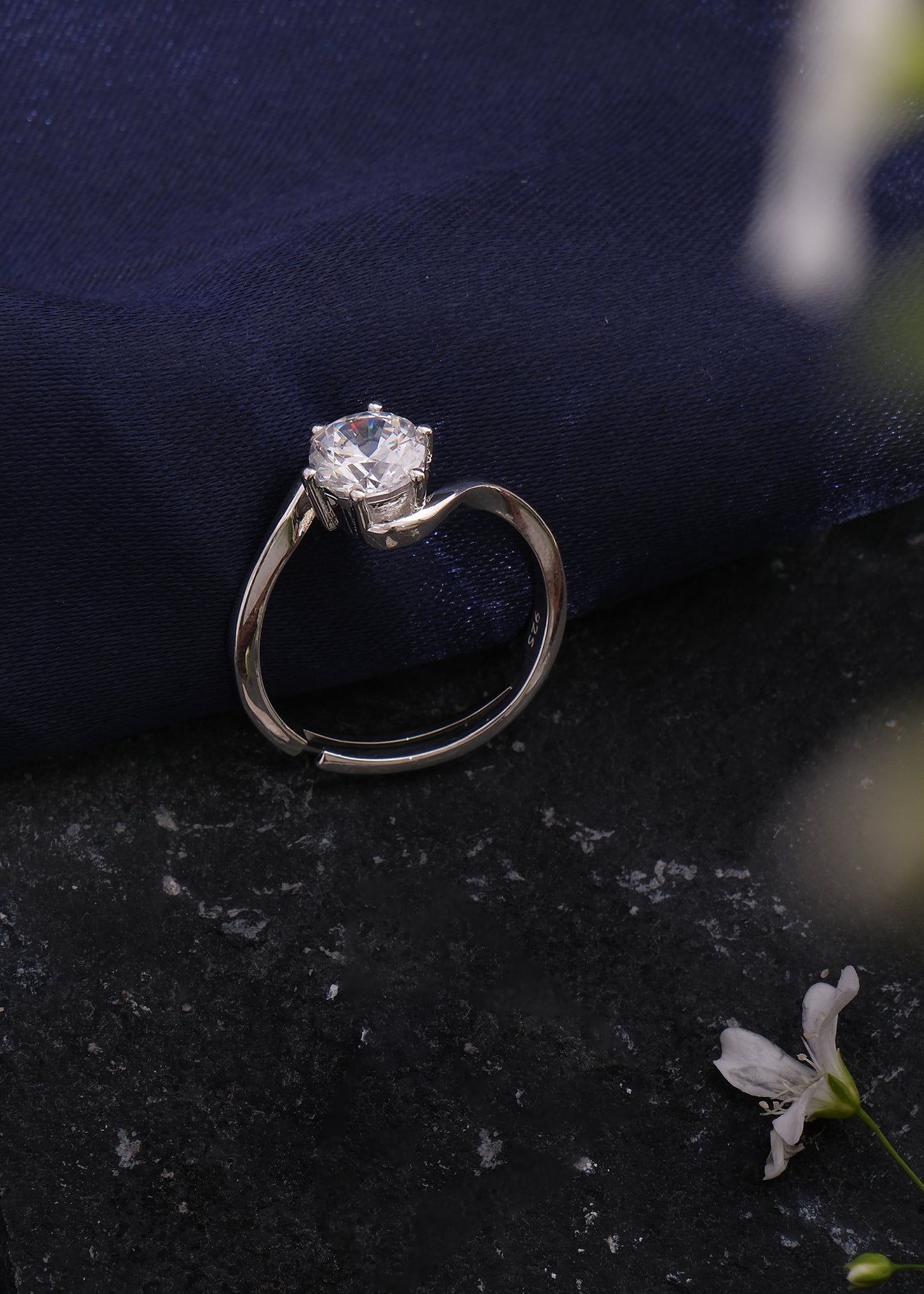 Silver Aerial Solitaire Ring