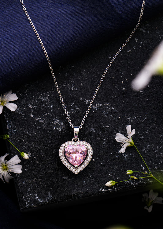 Silver Heart Solitaire Pendant Necklace