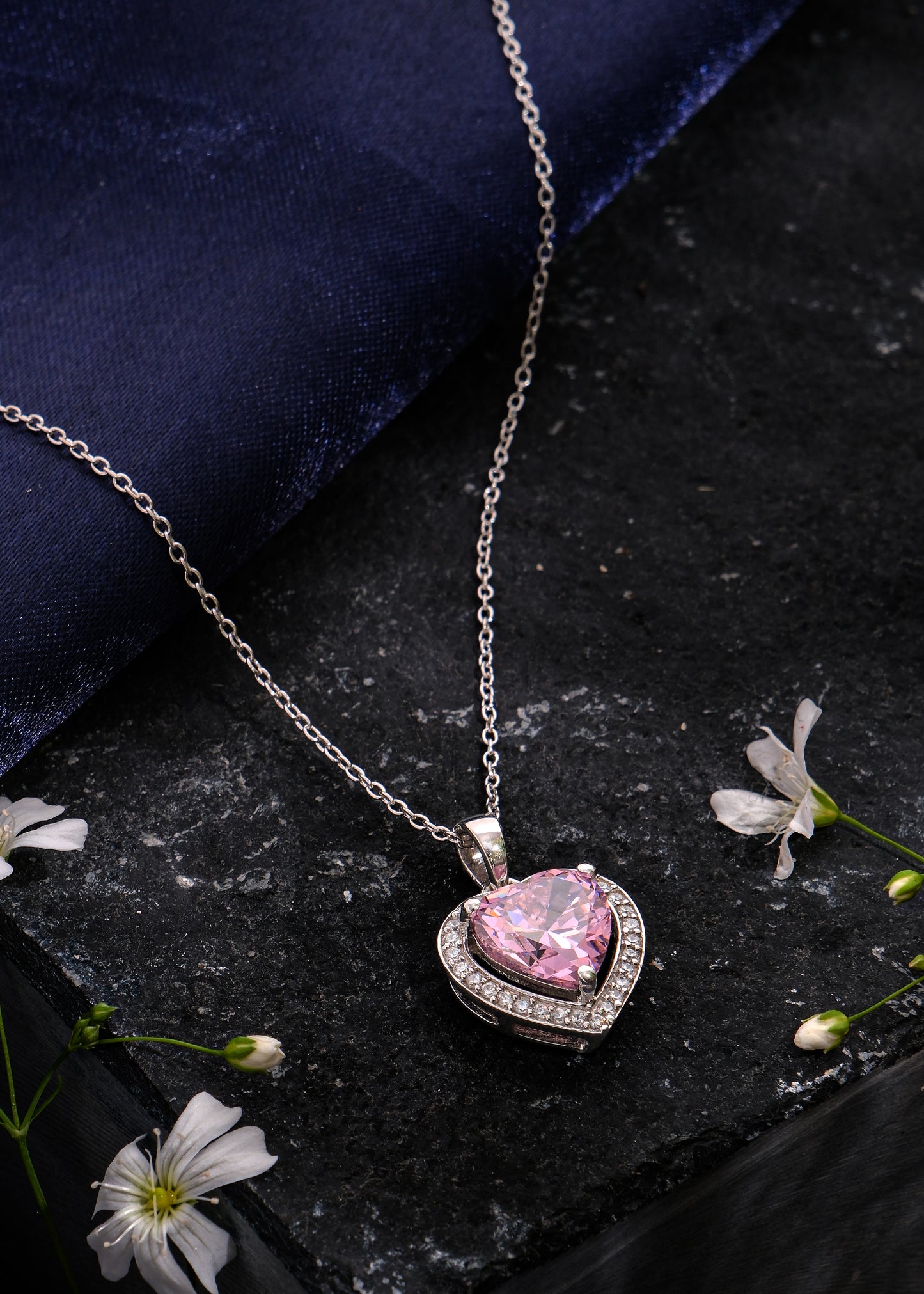 Silver Heart Solitaire Pendant Necklace
