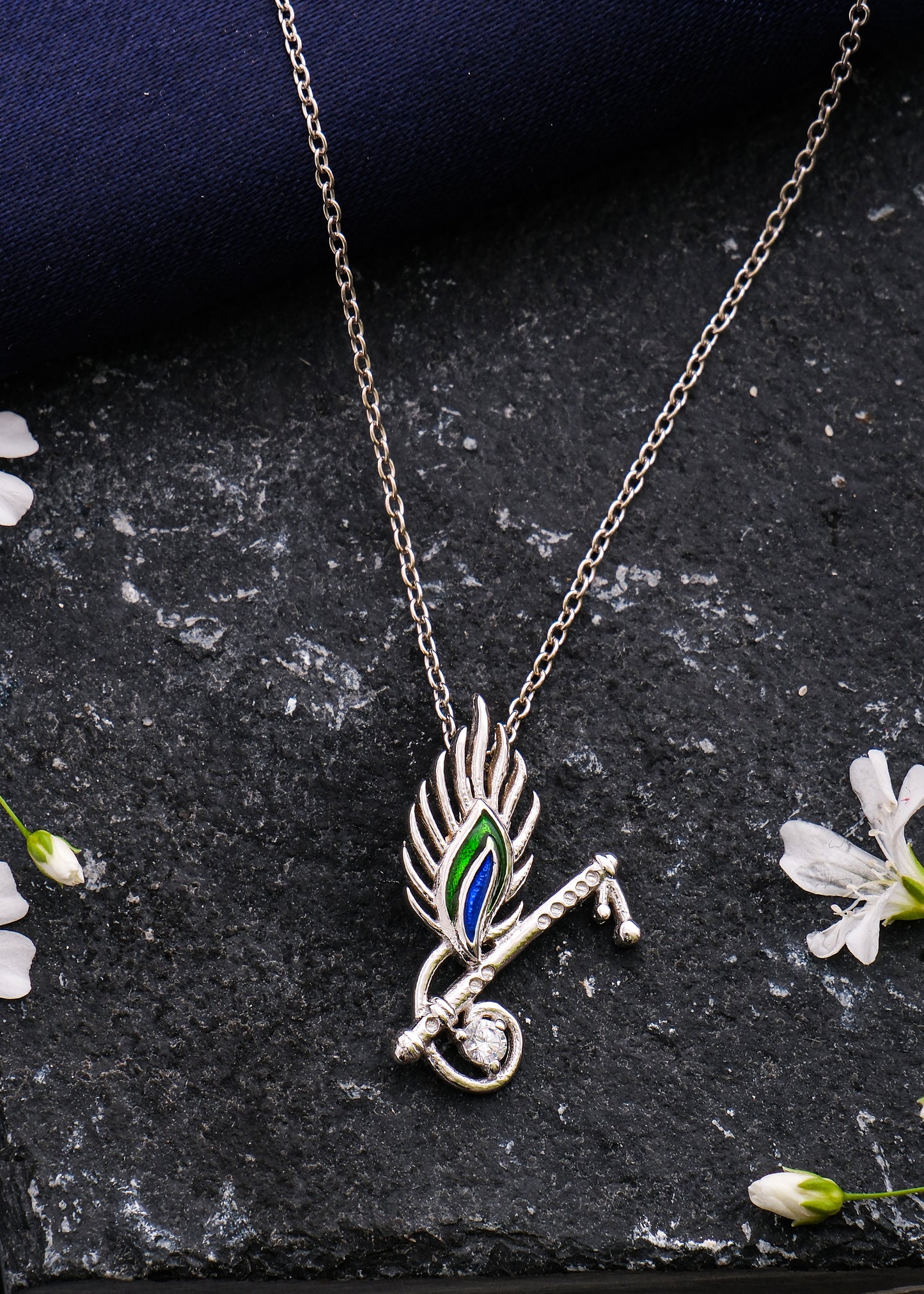 Silver Kanha Morpankh Necklace