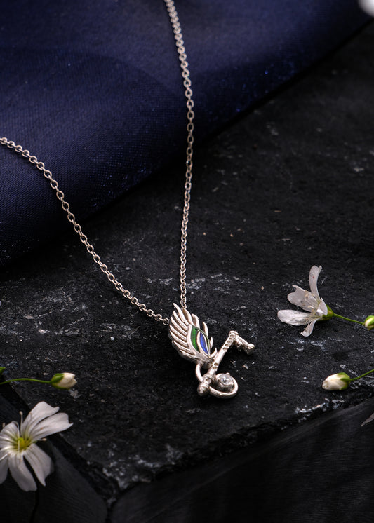 Silver Kanha Morpankh Necklace