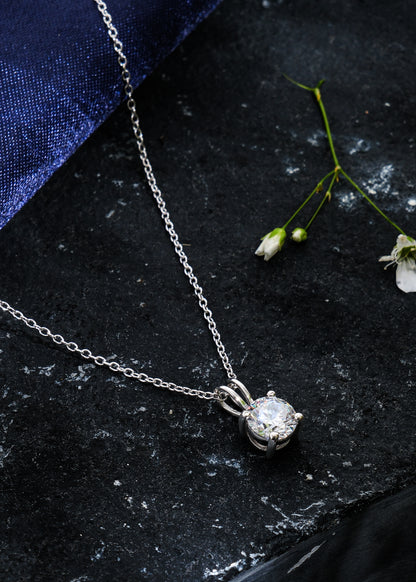 Silver Classic Solitaire Necklace
