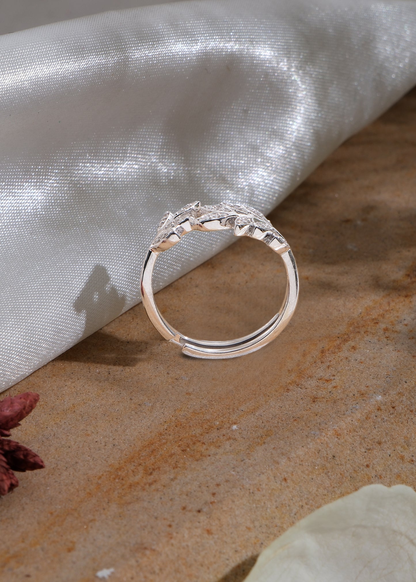 Silver Leaf Loop Ring