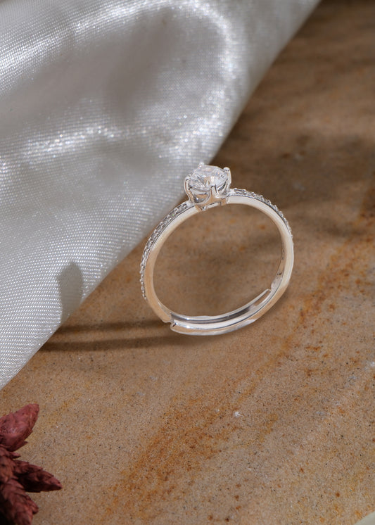 Silver Sparkle Solitaire Ring