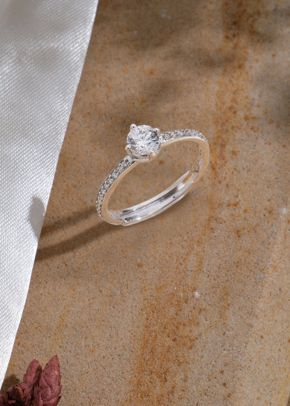 Silver Sparkle Solitaire Ring