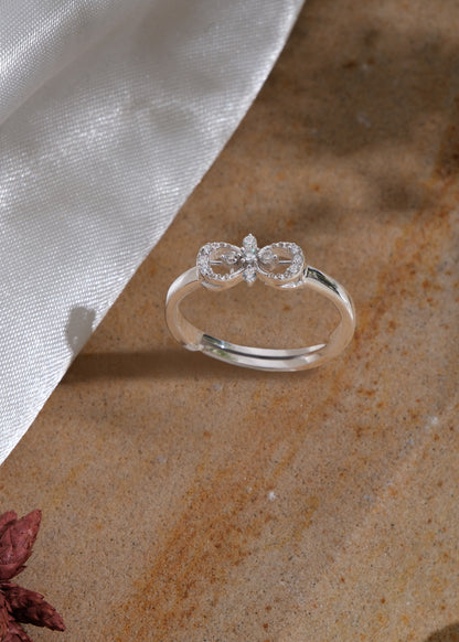 Silver infinity floral Ring