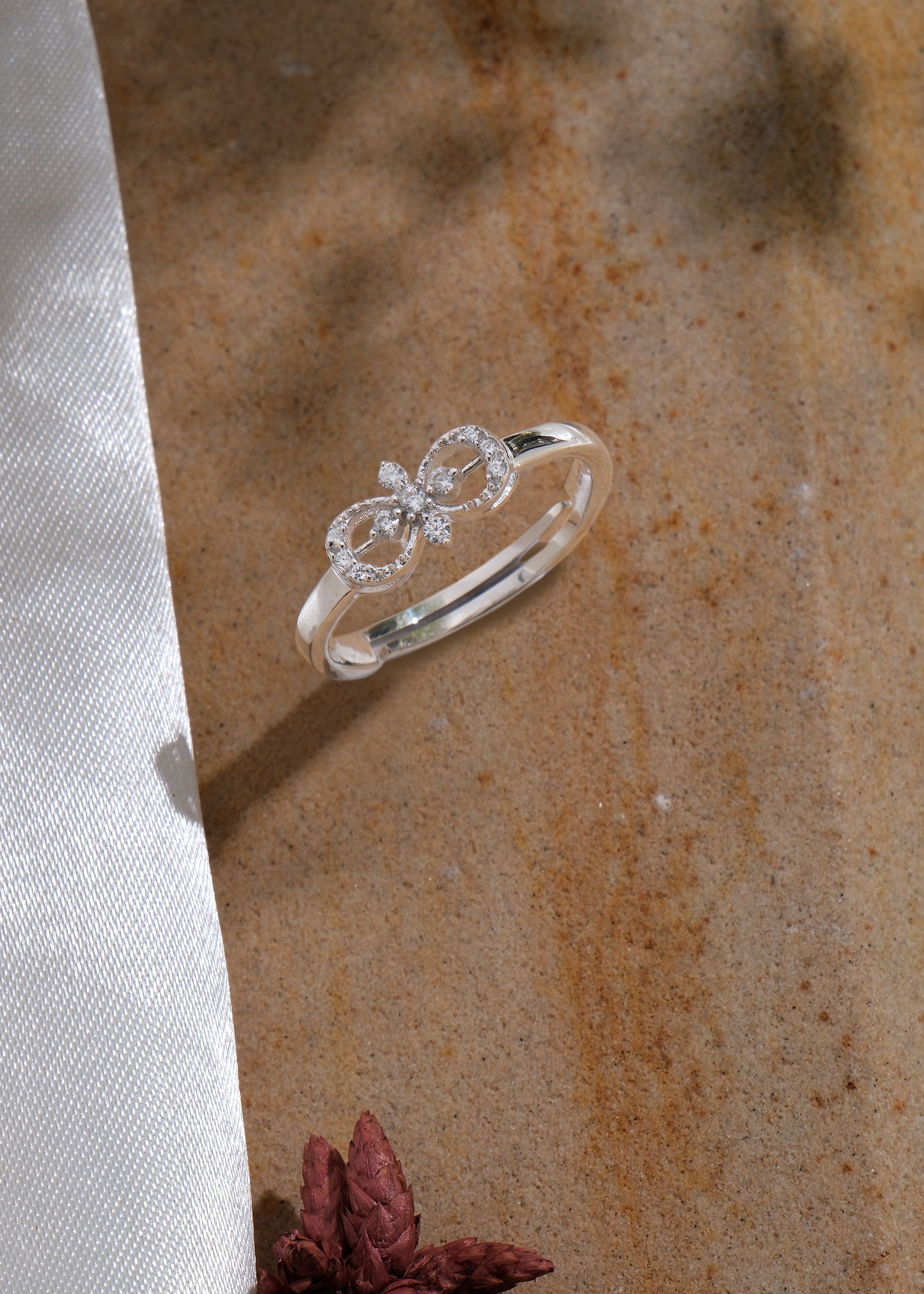 Silver infinity floral Ring