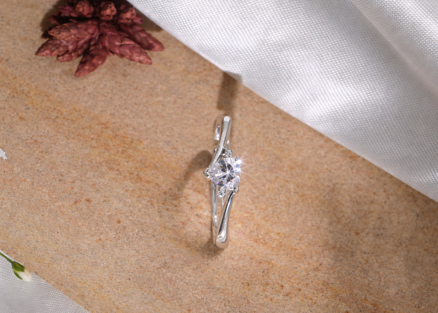 Silver Heart Solitaire Ring