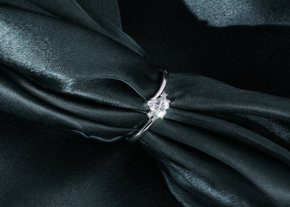 Silver Heart Solitaire Ring