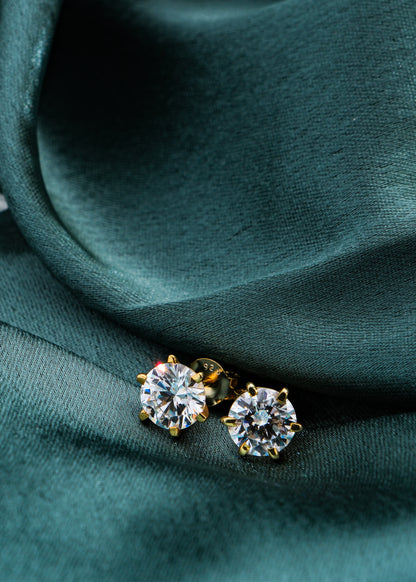Silver Classic Solitaire Stud Earring