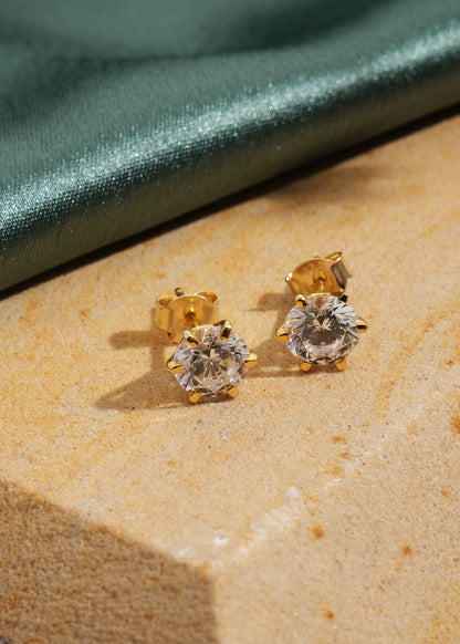Silver Classic Solitaire Stud Earring