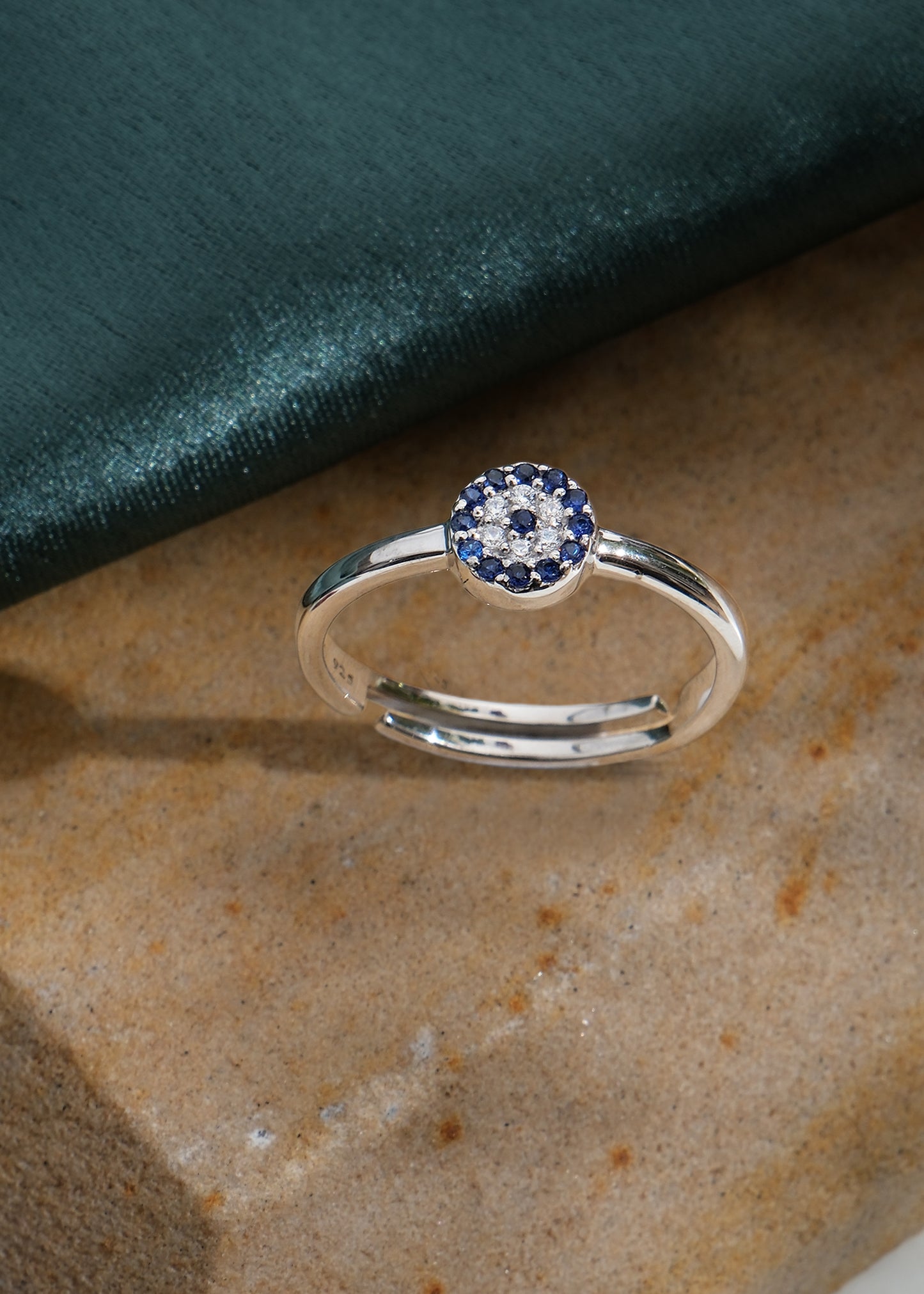Silver Evil Eye Charm Ring