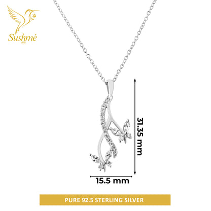 Silver Nature Leafy Pendant Necklace
