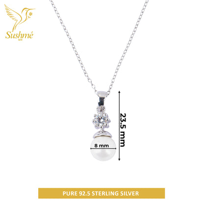 Silver Classic Pearl Pendant Necklace