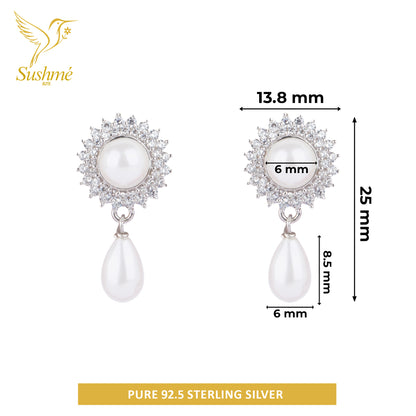 Silver Krishna Pearl Drop Bali Earring