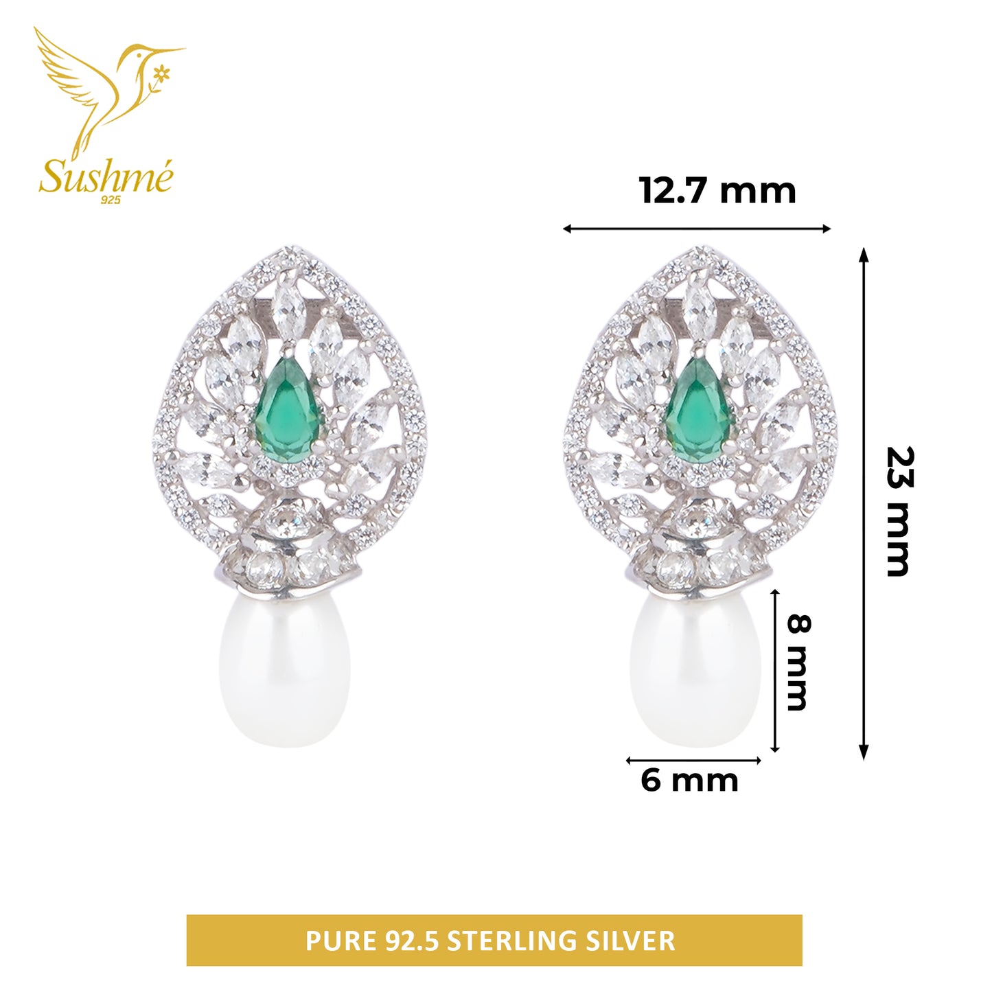Silver Stud Pearl Drop Earring