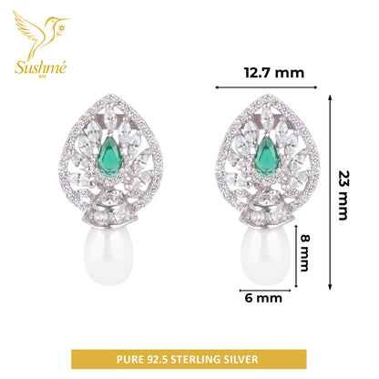 Silver Stud Pearl Drop Earring