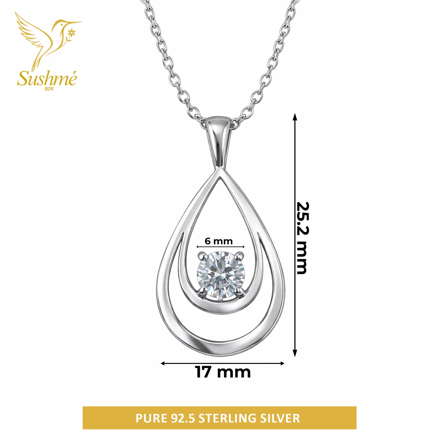 Silver Teardrop Pendant Necklace