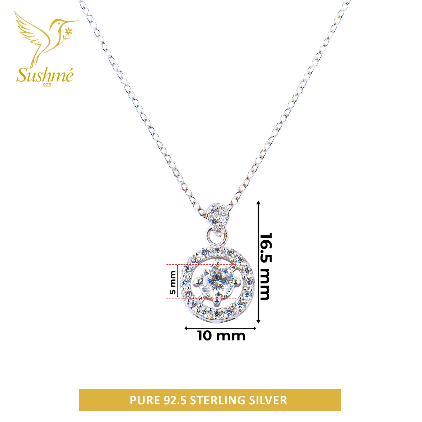 Silver Hanna Halo Solitaire Necklace