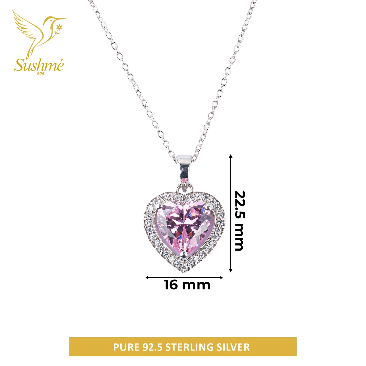 Silver Heart Solitaire Pendant Necklace