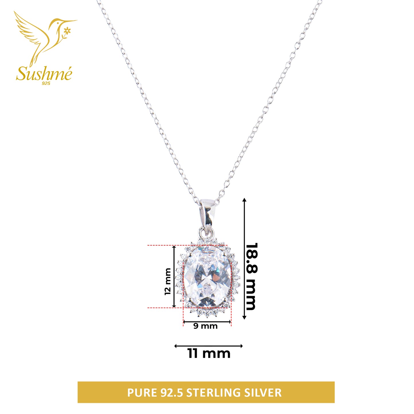 Silver Myra Mirror Solitaire Pendant Necklace