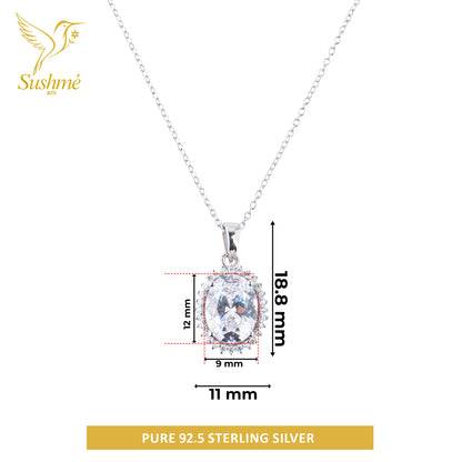Silver Myra Mirror Solitaire Pendant Necklace