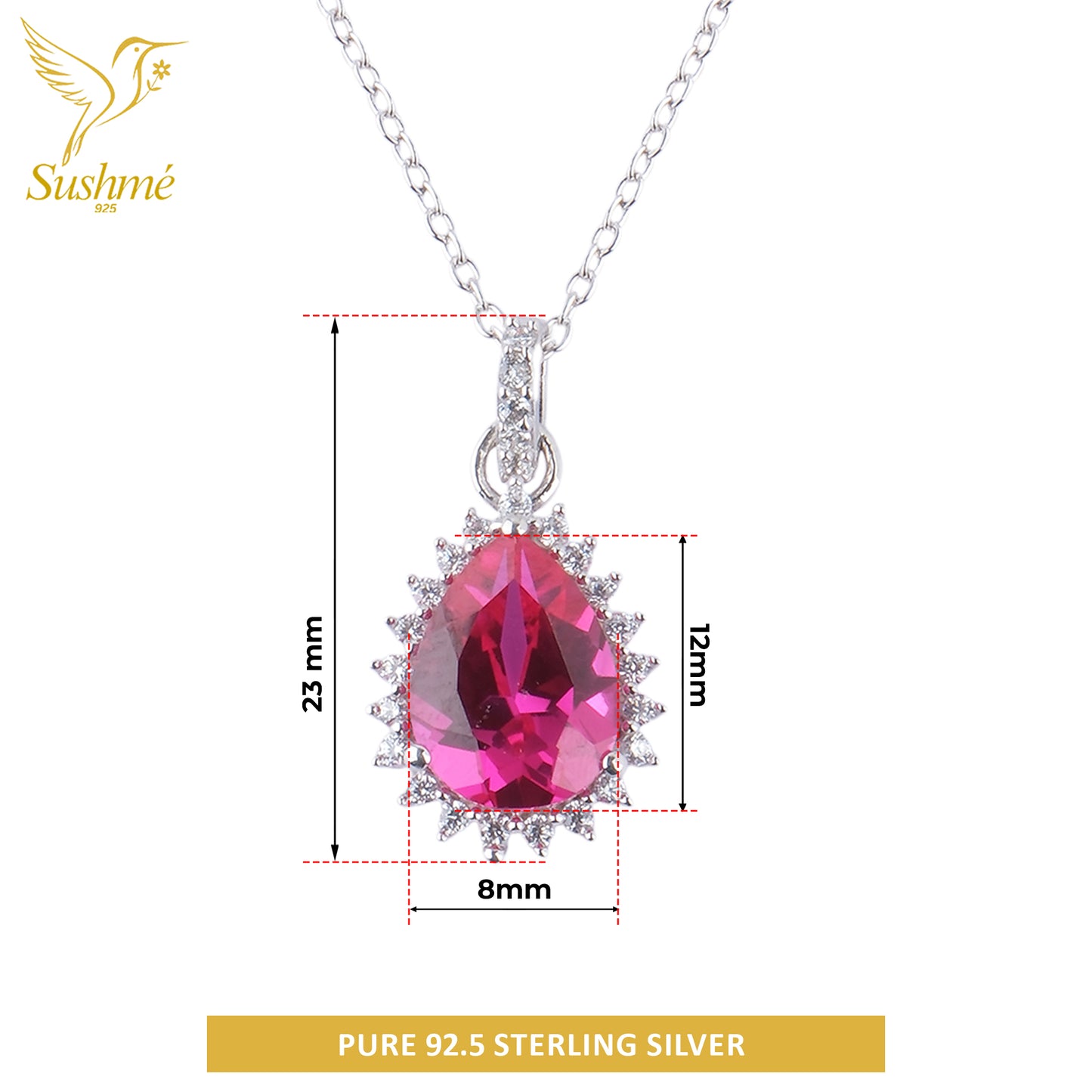 Silver Priya Pear Pendant Necklace