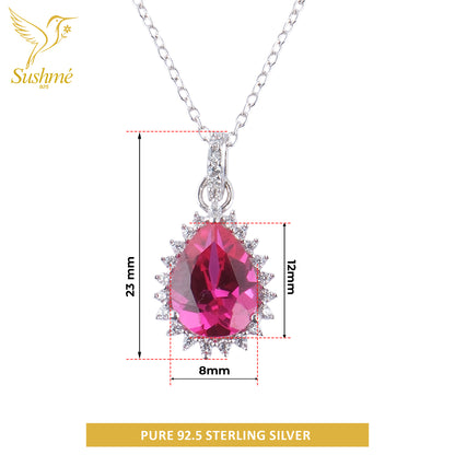 Silver Priya Pear Pendant Necklace
