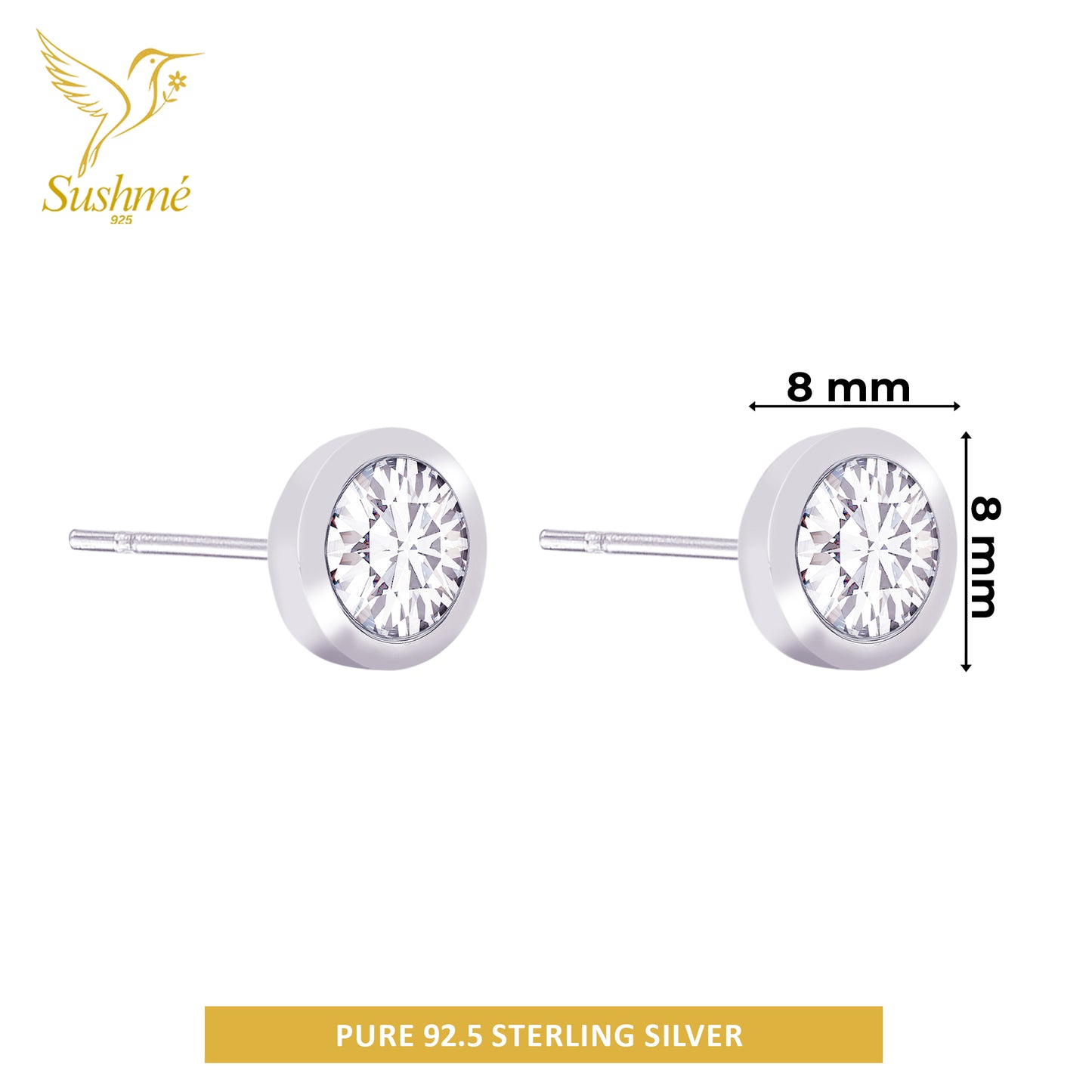 Silver Solitaire Bezel Stud Earring