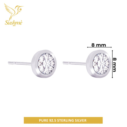 Silver Solitaire Bezel Stud Earring
