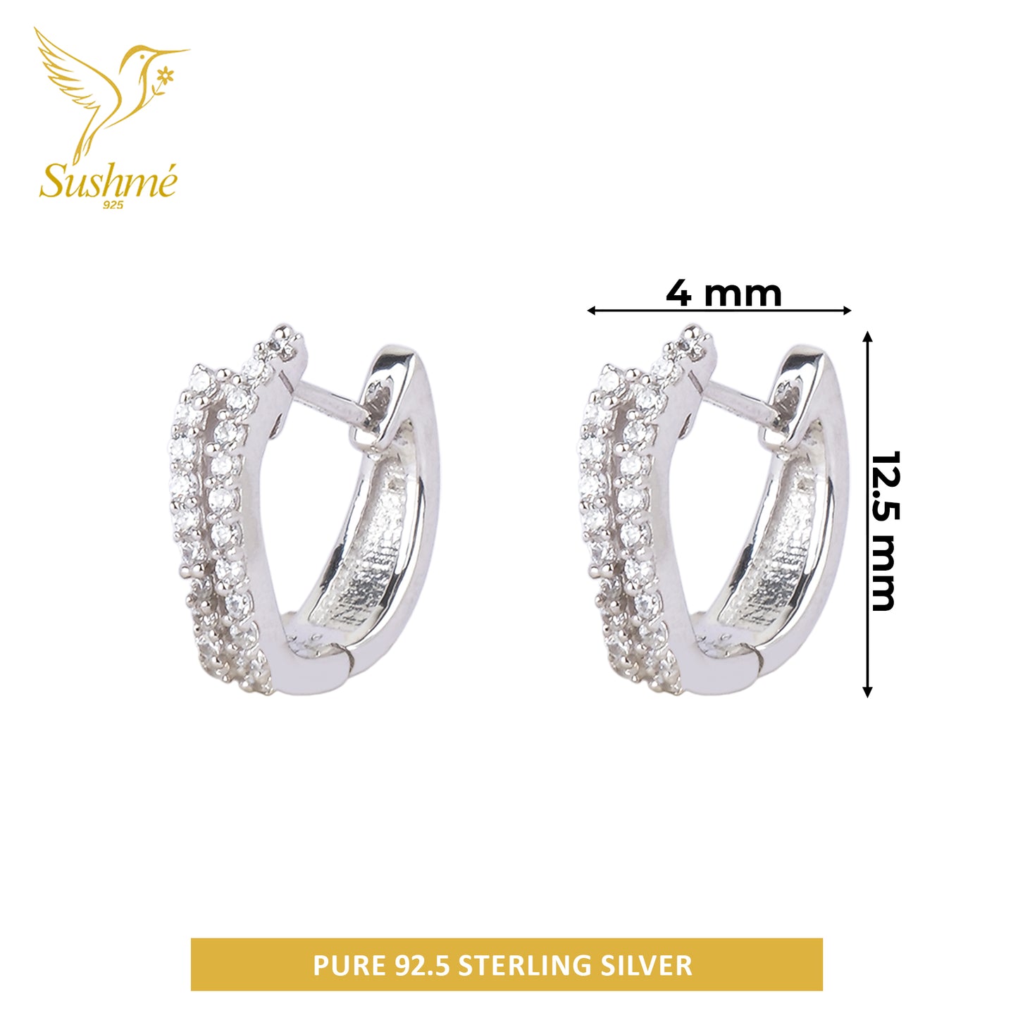 Silver Roza Huggie Earring