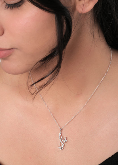 Silver Nature Leafy Pendant Necklace
