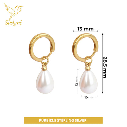 Silver Angel Pearl Drop Bali Earring