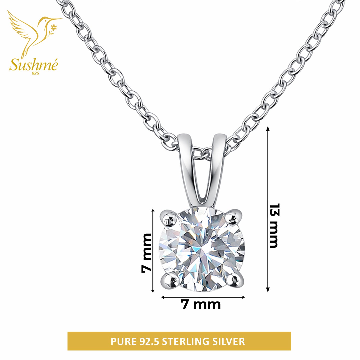 Silver Classic Solitaire Necklace
