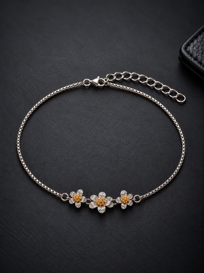 Triple Floral Chain Bracelet